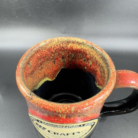 Deneen Pottery Production Training Crafts Coffee Mug Cup Red Black Drip Glaze - Picture 7 of 12